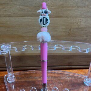 New Cow Mom Ballpoint charm silicone beaded rhinestone - new in package